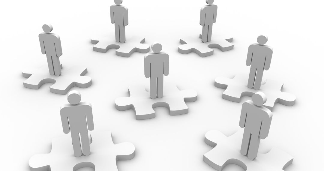 Conceptual Image of People as Puzzle Pieces Joining Together