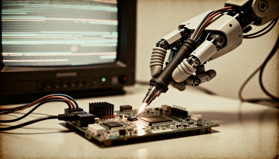 Robotic Arm Soldering PCB for Precision Electronics Manufacturing and Automated Assembly