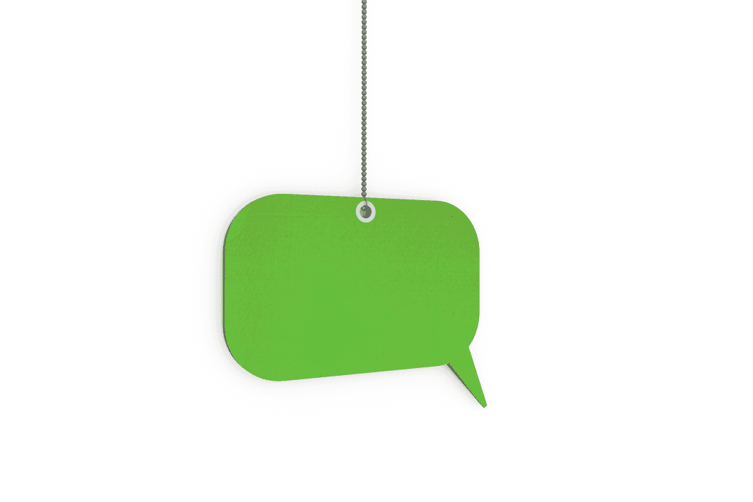 Green Transparent Speech Bubble Tag with Metal Chain