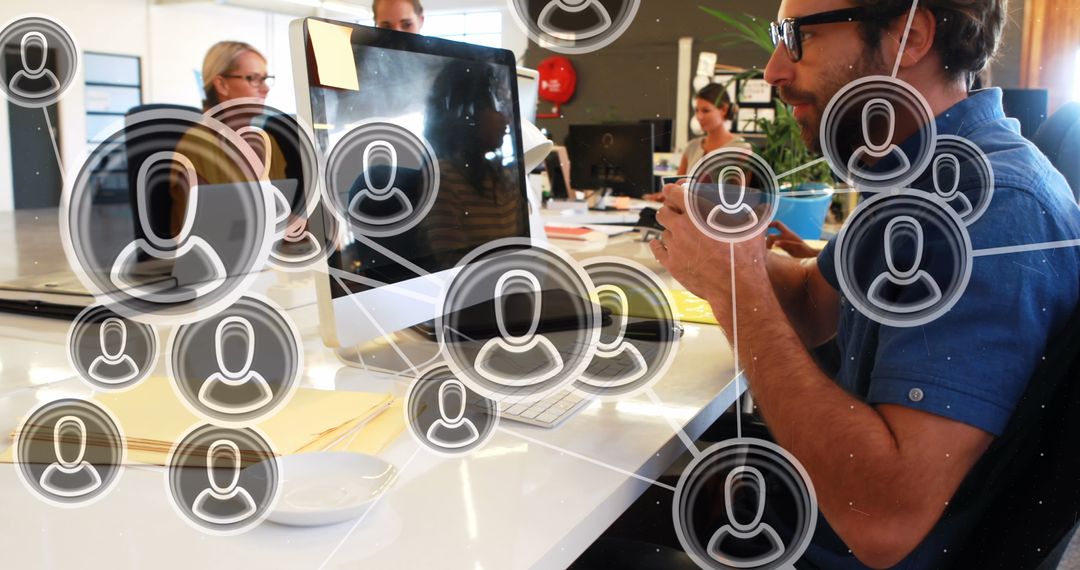 Digital Network Concept with Business Team in Office