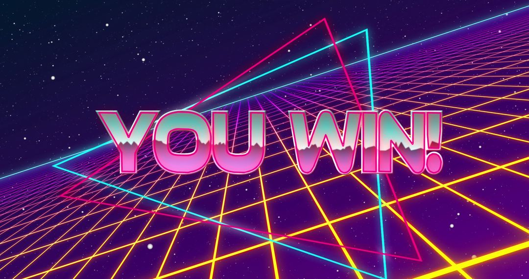 Retro Futuristic 'You Win' Neon Typography