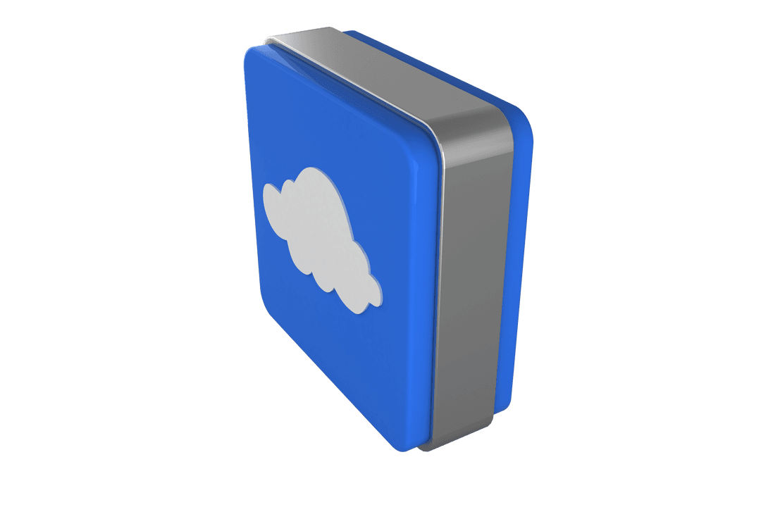 3D Blue Transparent Tile with Cloud Symbol