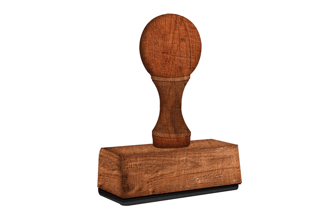 Wooden Stamp Icon on Transparent Background Illustration