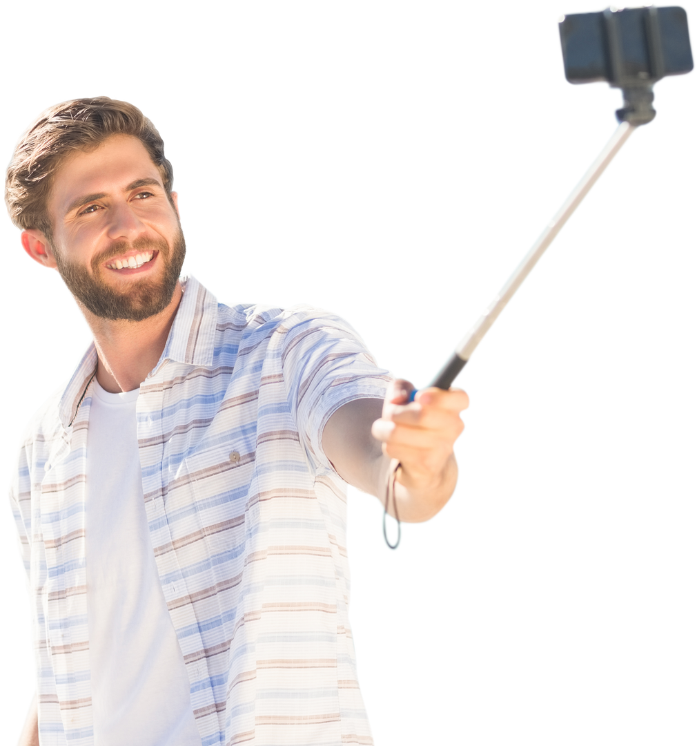 Happy Caucasian Man Taking Selfie on Transparent Background - Download Free Stock Images Pikwizard.com