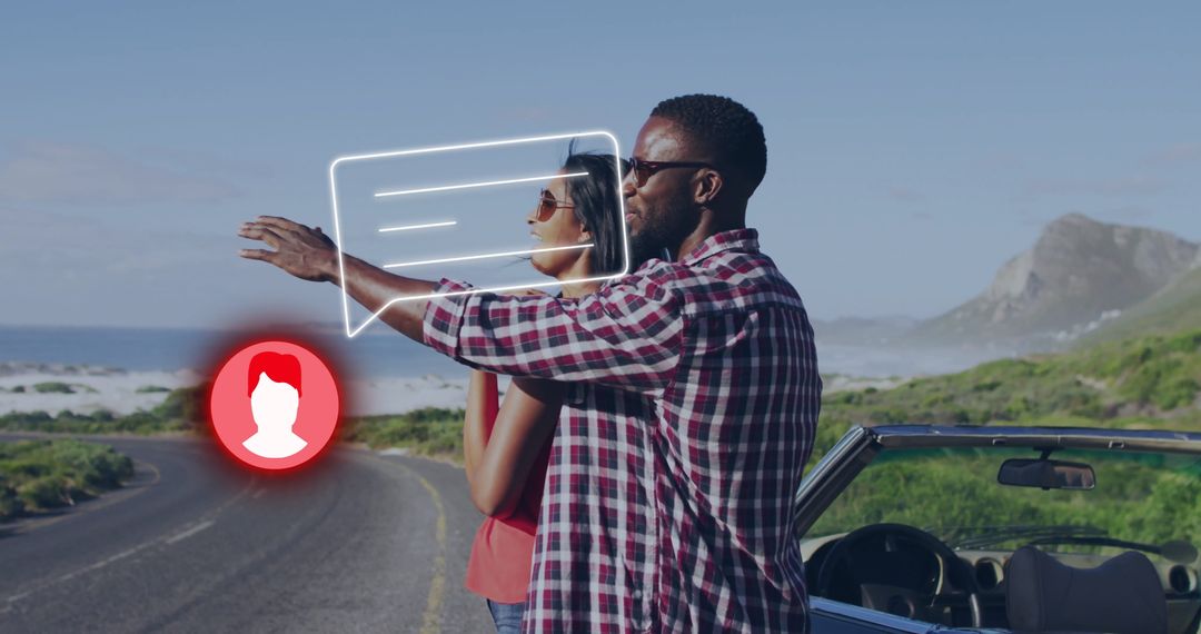 Couple on Scenic Road Trip by Coastal Highway Exploring Ocean View