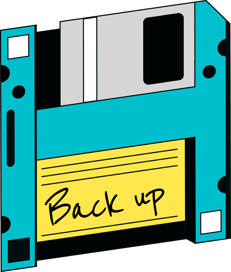 Vintage Turquoise Floppy Disk on Transparent Background