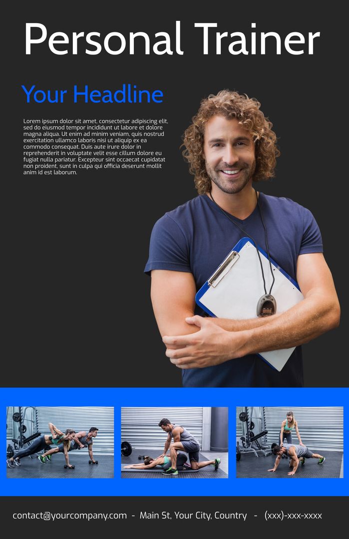 Smiling Personal Trainer Promotes Fitness and Wellbeing