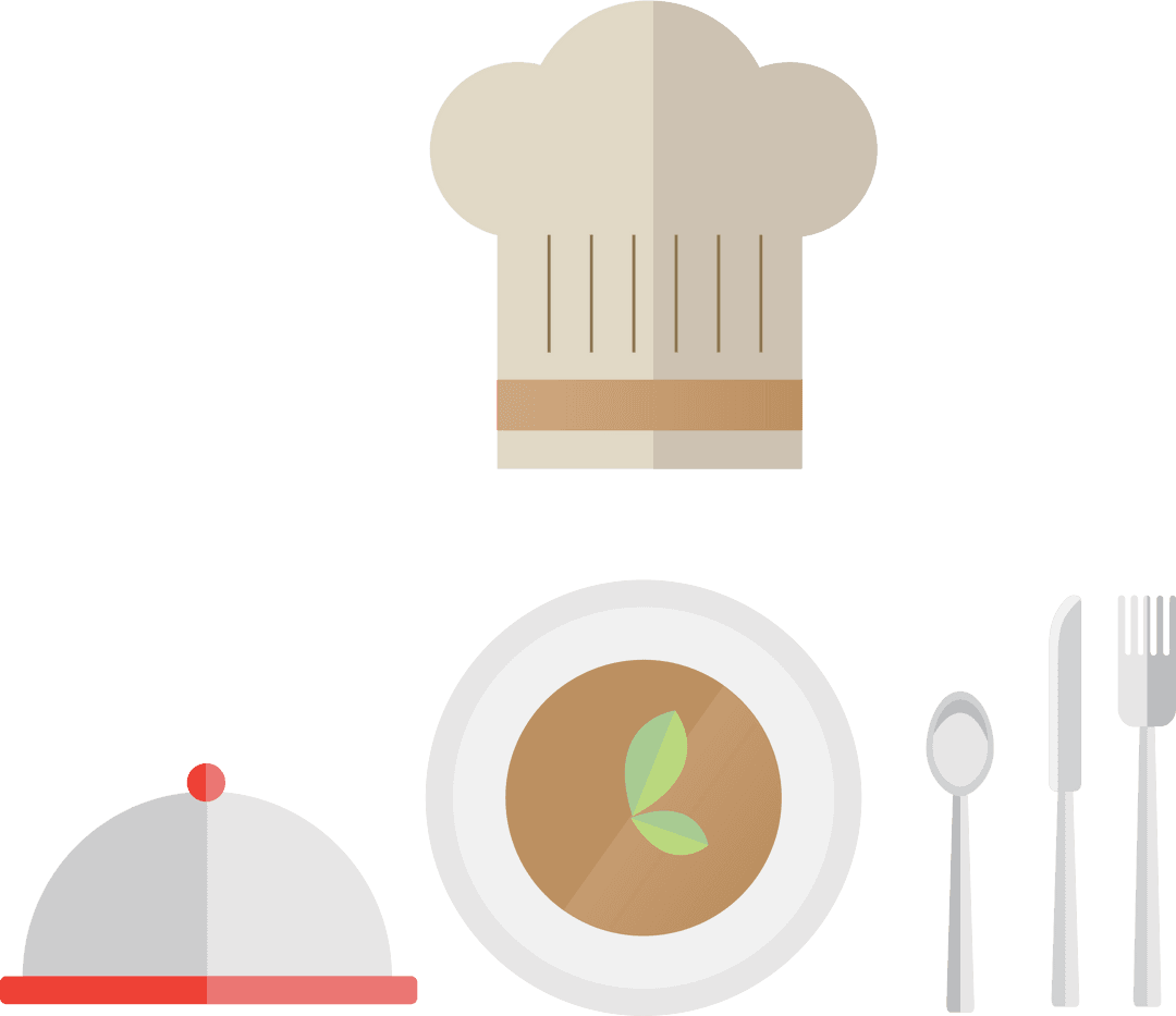 Digital Chef Hat with Culinary Utensils on Transparent Background