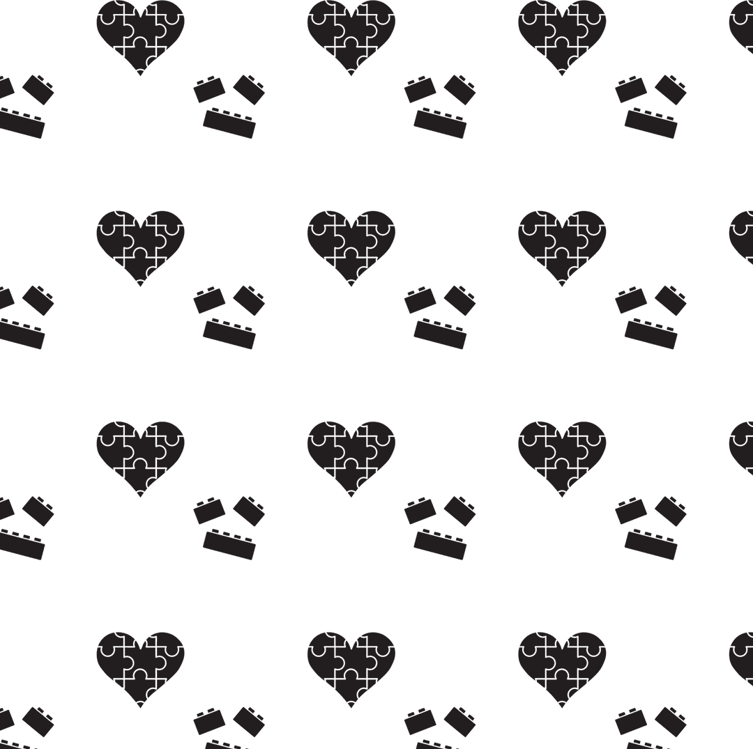 Seamless Transparent Pattern of Hearts and Blocks