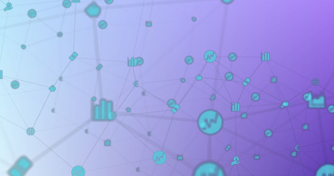 Network Connections with Digital Icons on Purple Gradient Background