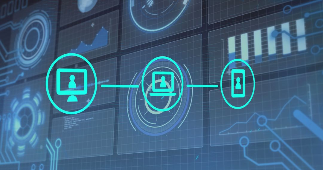 Digital Network Connectivity Interface with Technology Icons