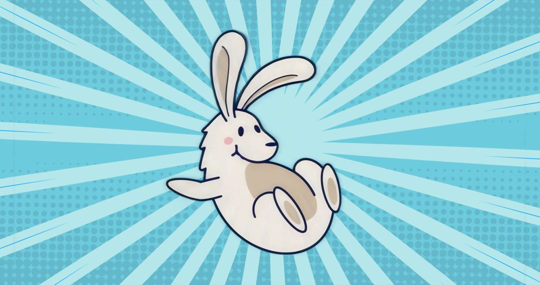 Cartoon Rabbit With Retro Pop Art Background
