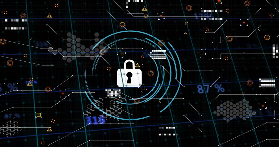 White Padlock in Digital Grid Representing Cybersecurity Protection