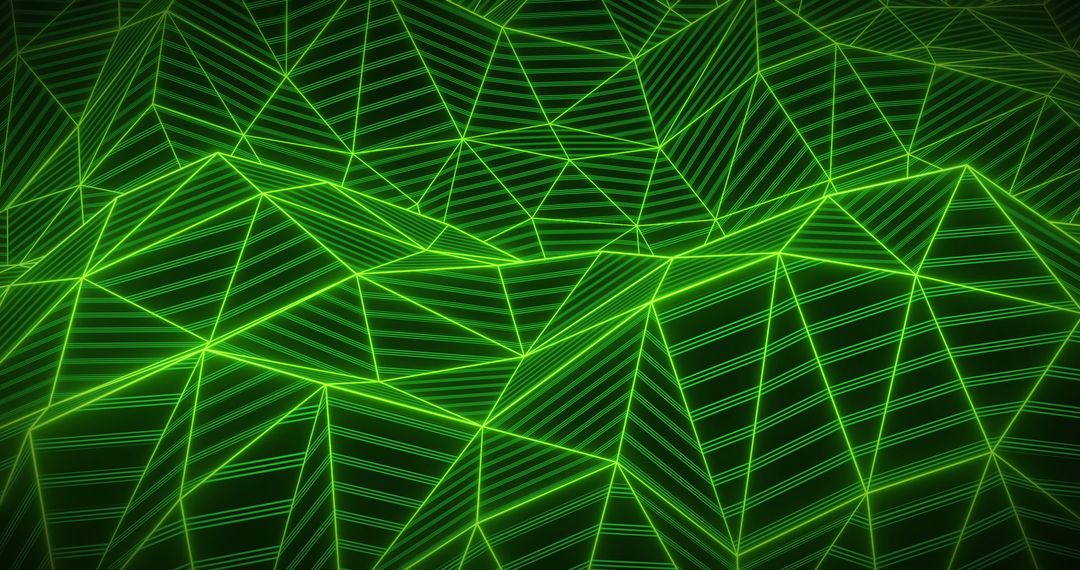 Abstract Green Geometric Lines on Dark Background