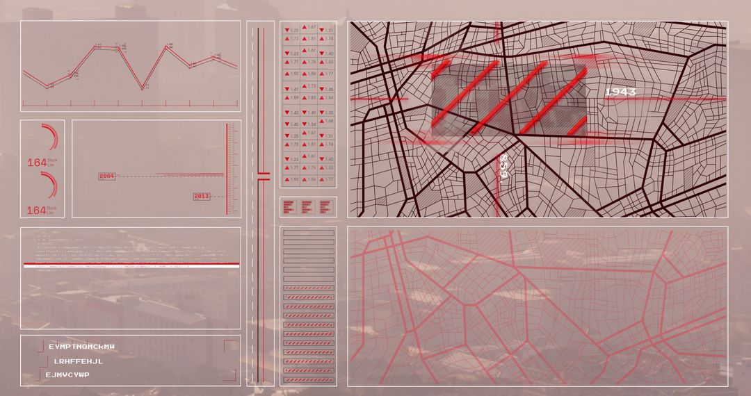 Digital Data Interface Overlooking Cityscape