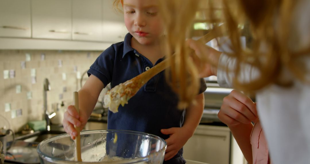 Young Children Learning to Cook Together in Modern Kitchen - Free Images, Stock Photos and Pictures on Pikwizard.com