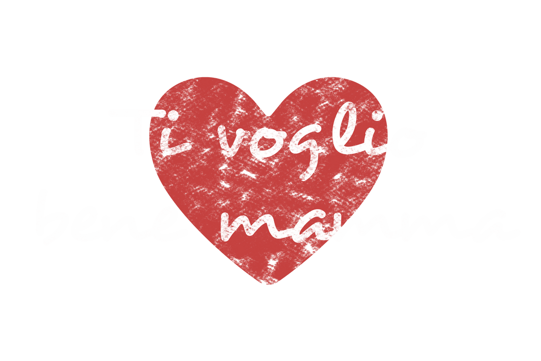 Heart with 'Ti Voglio Bene Mamma' Text on Transparent Background
