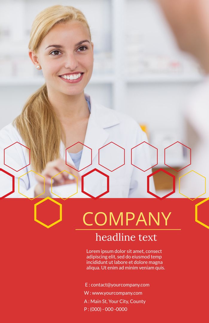 Smiling Healthcare Professional in Red and White Design