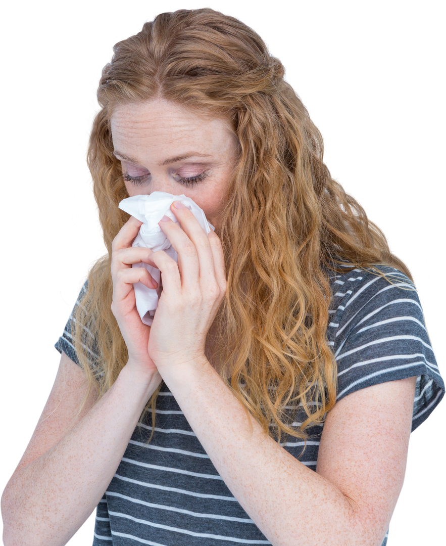 Transparent Image of Sick Blonde Woman Blowing Her Nose - Download Free Stock Images Pikwizard.com