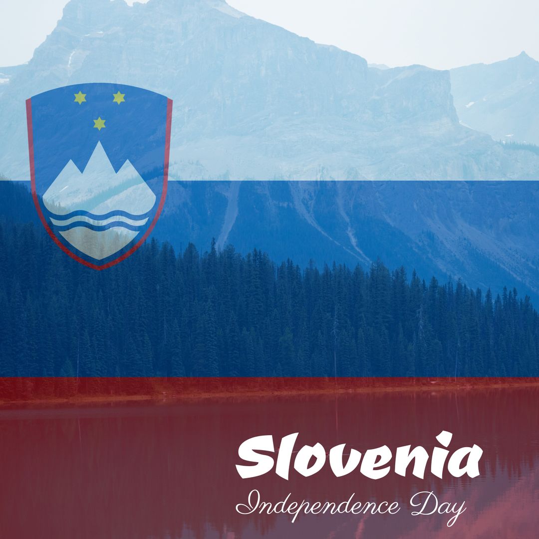 Slovenia Independence Day with Scenic Mountain View and Flag