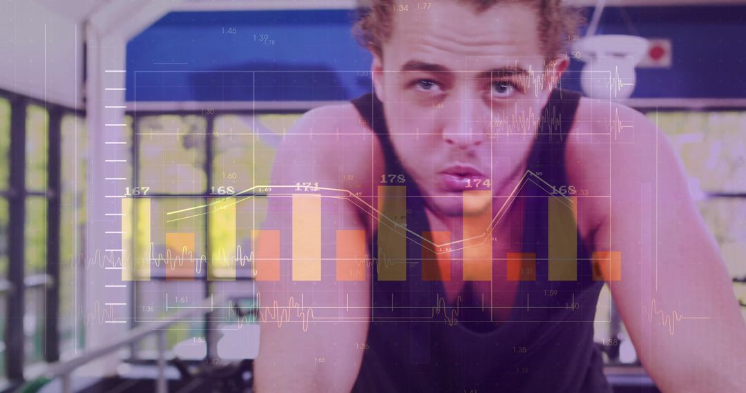 Focus and Determination with Workout Data Insights in Stylized Graphic Overlay