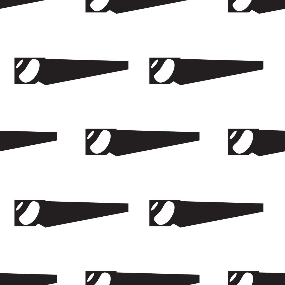 Seamless Pattern of Black Saws on Transparent Background Vector