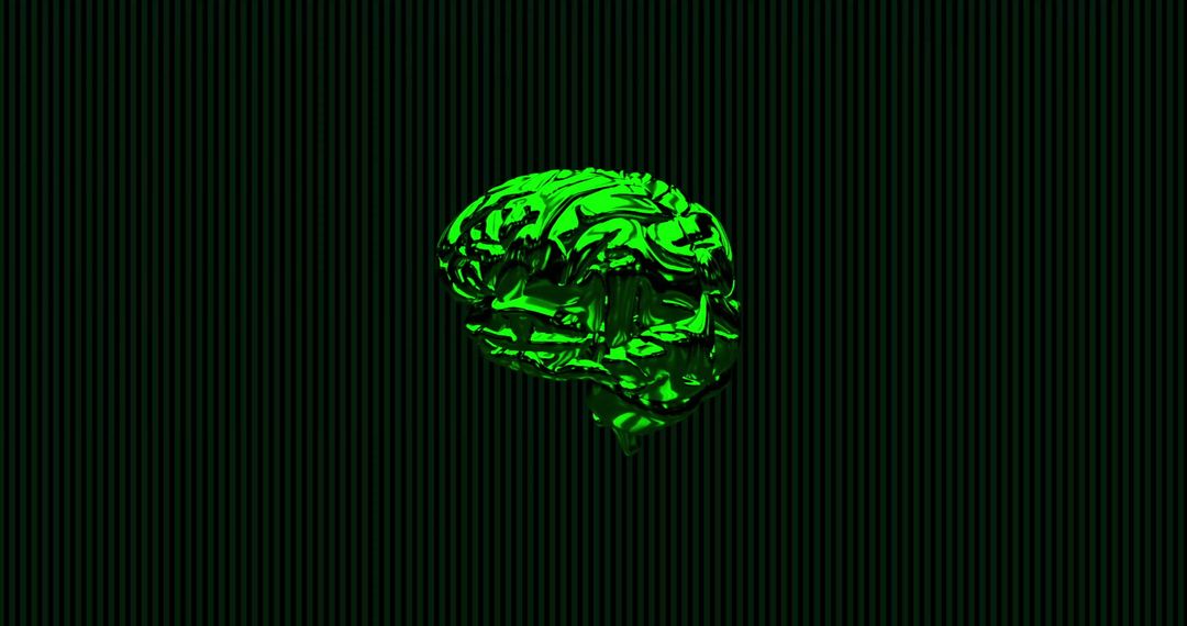 Digital Green Brain Over Binary Code Matrix - Free Images, Stock Photos and Pictures on Pikwizard.com