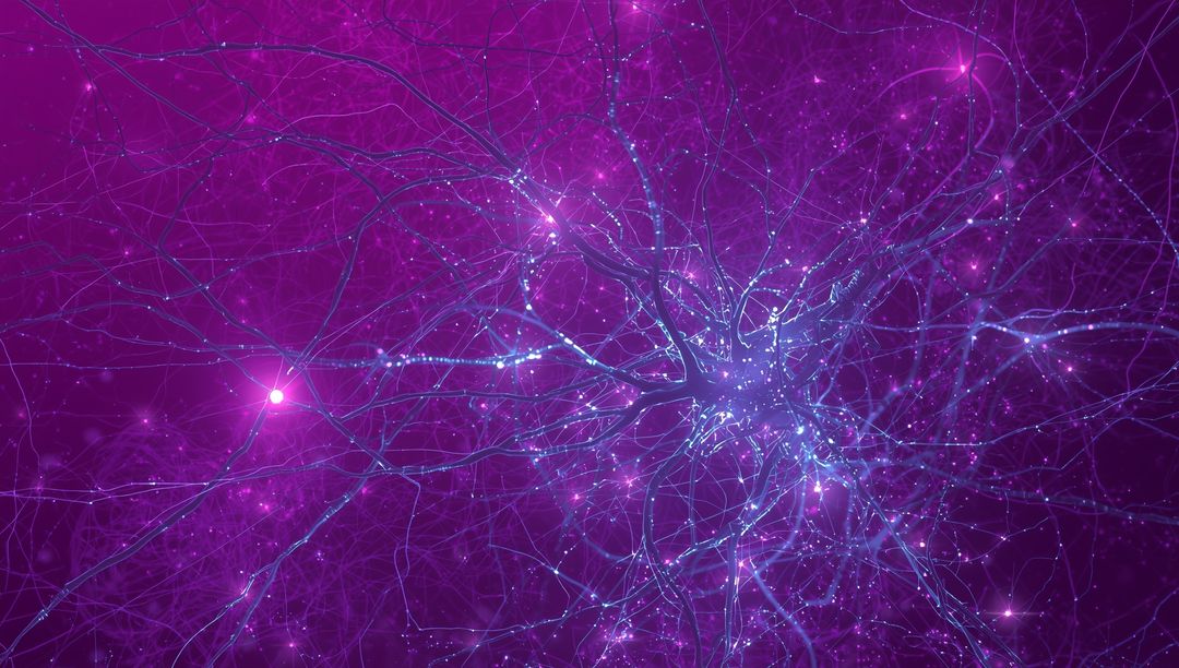 Futuristic Neural Network in Digital Purple Space