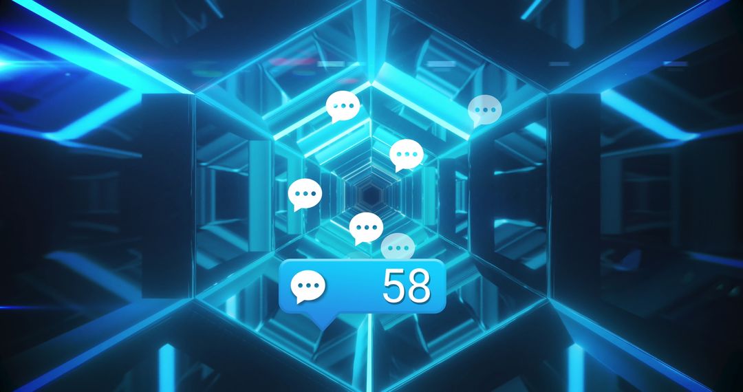 Futuristic Digital Network Interface with Communication Icons