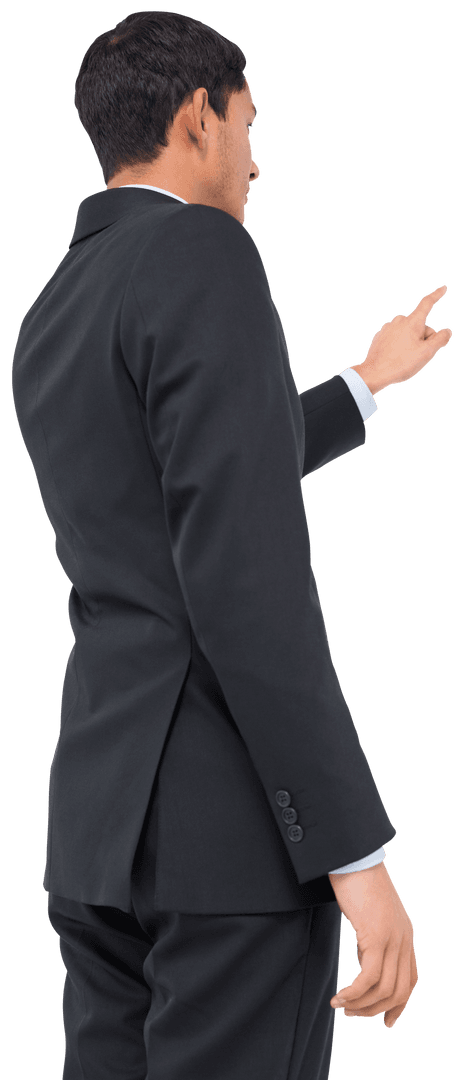 Businessman Engaging with Virtual Screen Transparent Interaction