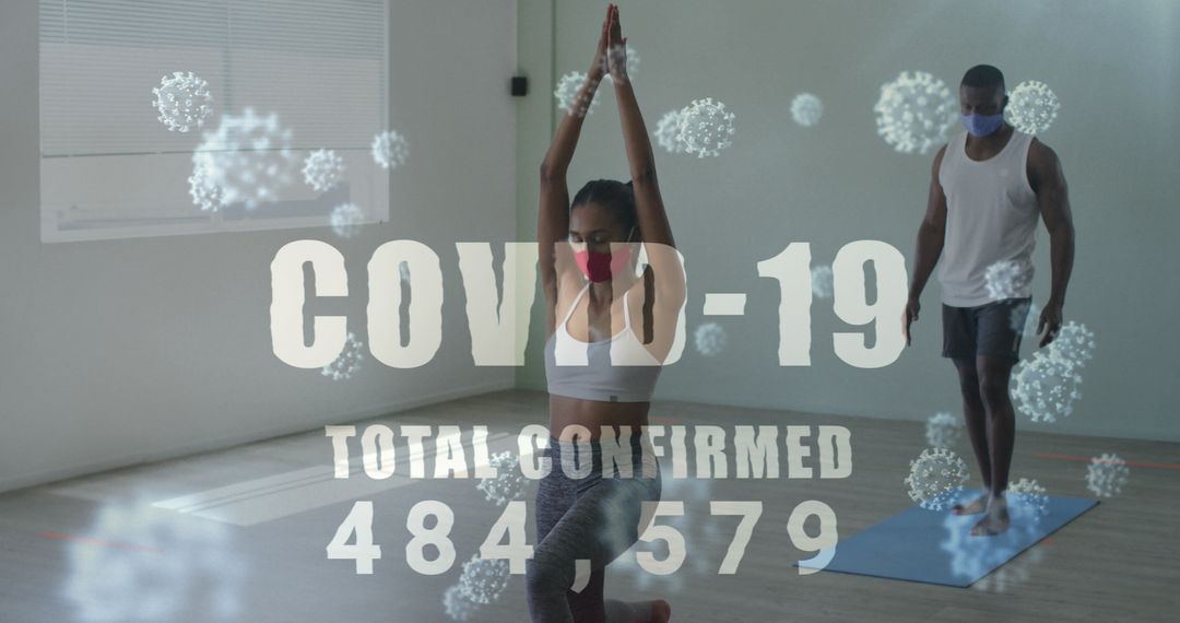 Yoga Practice with COVID-19 Awareness Visual Elements