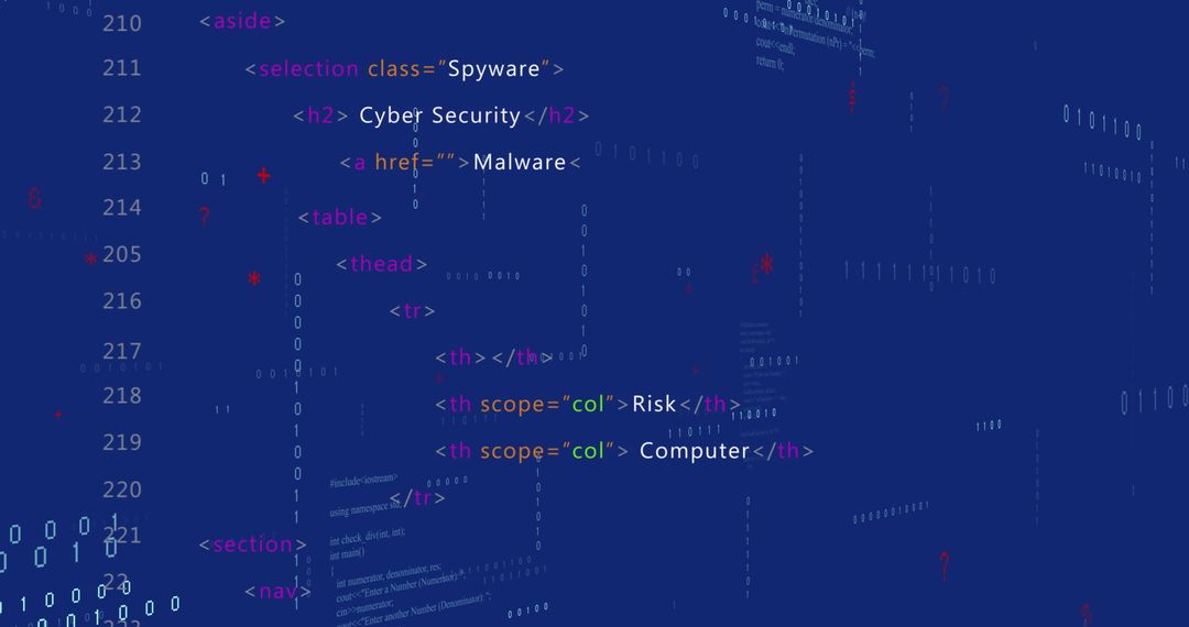 Digital Data Processing Code on Blue Background