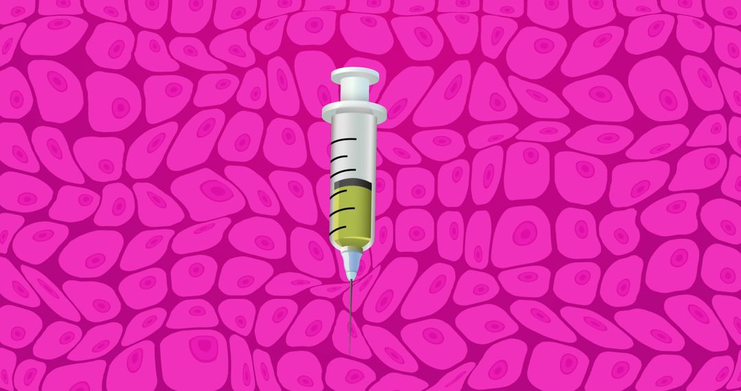 Syringe Over Pink Cells Background with Digital Concept Illustration - Free Images, Stock Photos and Pictures on Pikwizard.com