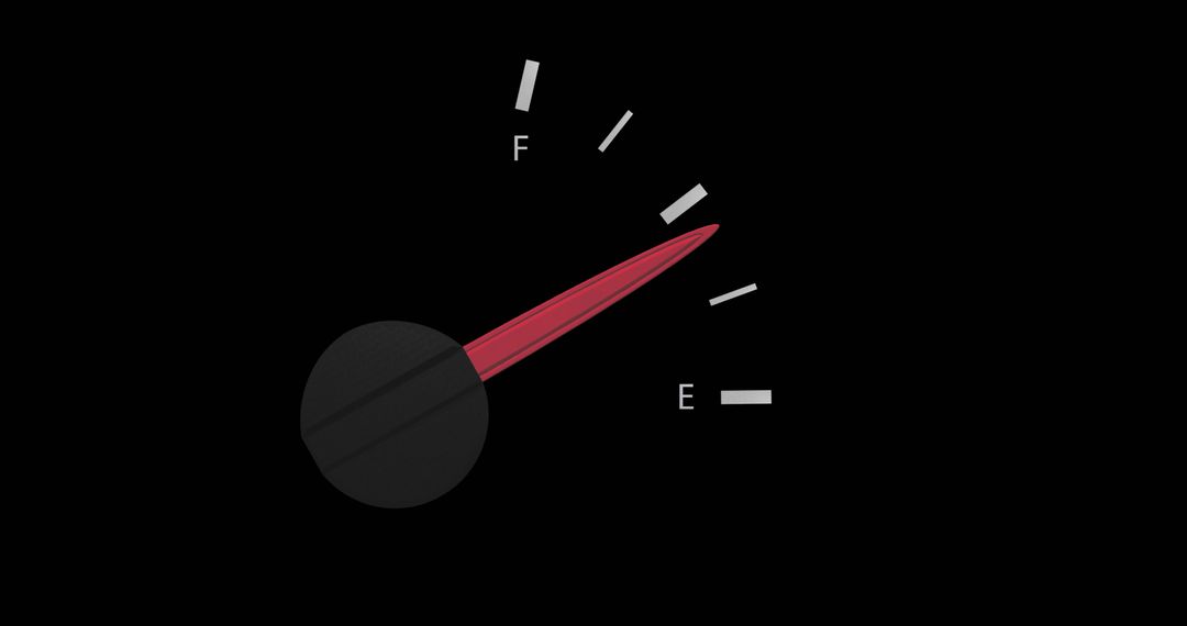 Empty Fuel Gauge on Black Background Symbolizing Low Fuel