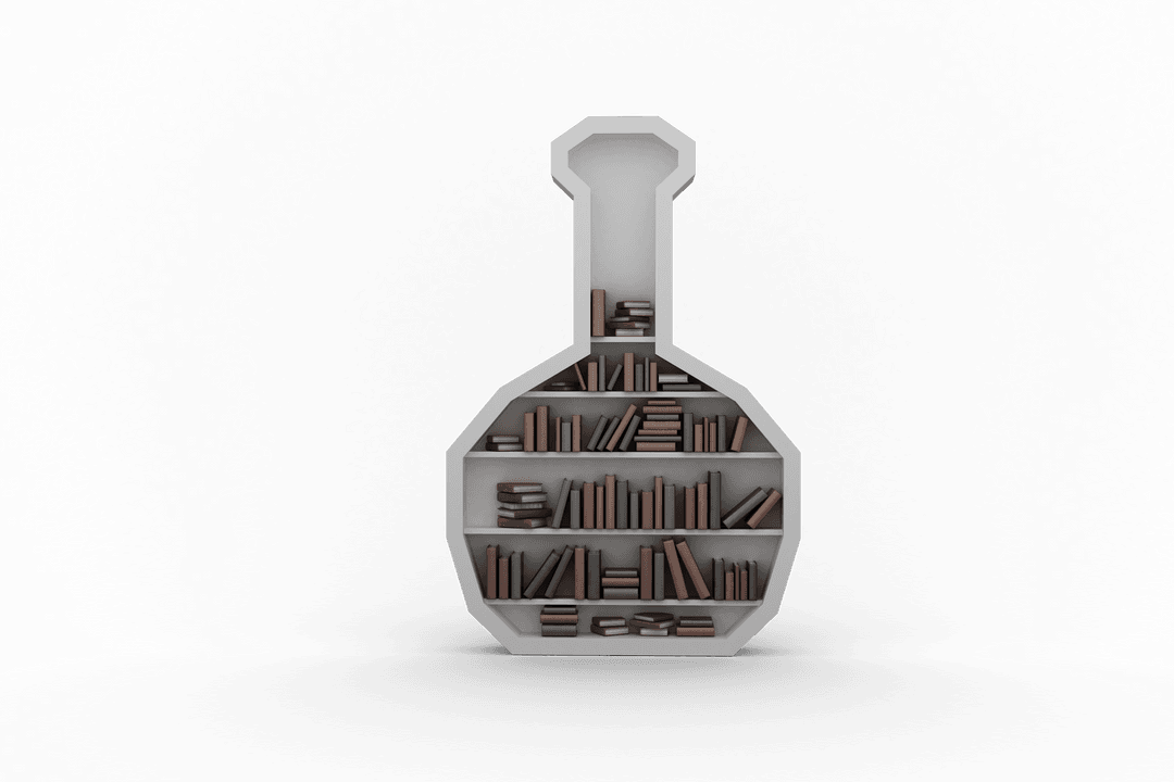Bottle Shaped Bookshelf Vector on Transparent Background