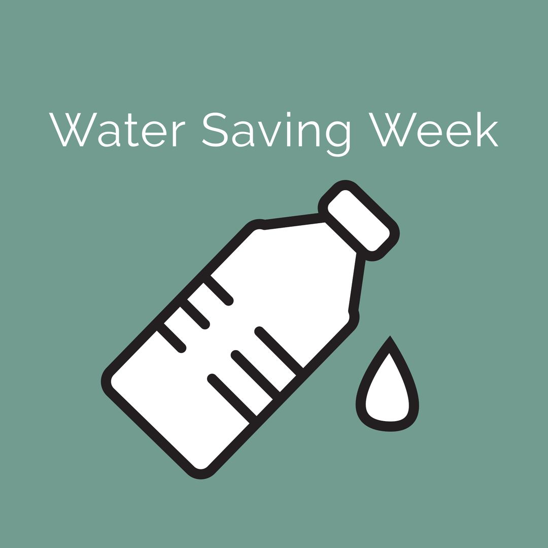 Water Saving Week Awareness with Bottle and Water Drop Illustration