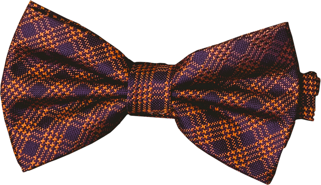 Purple and Orange Checked Bow Tie Illustration on Transparent Background - Download Free Stock Images Pikwizard.com