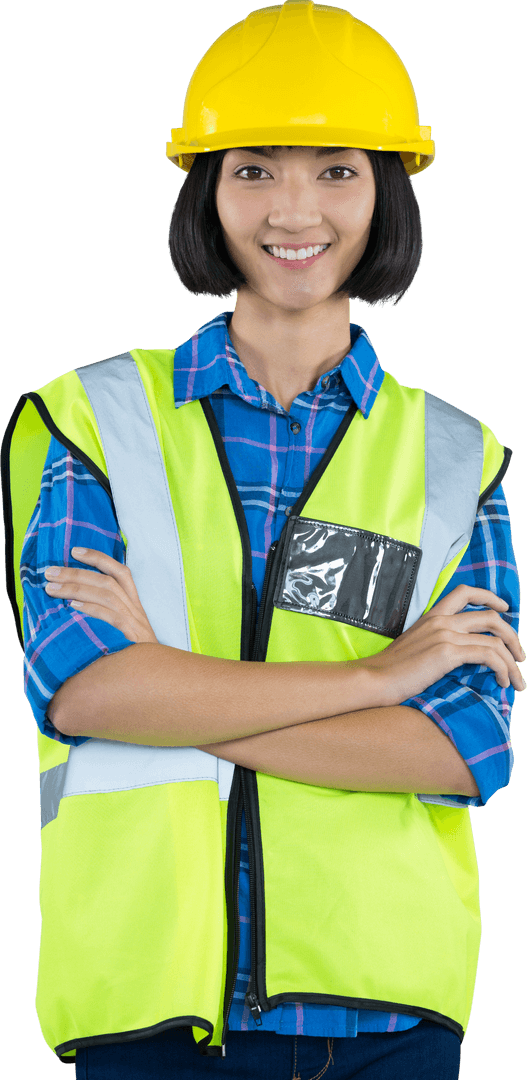 Confident Architect in Safety Gear Transparent Background