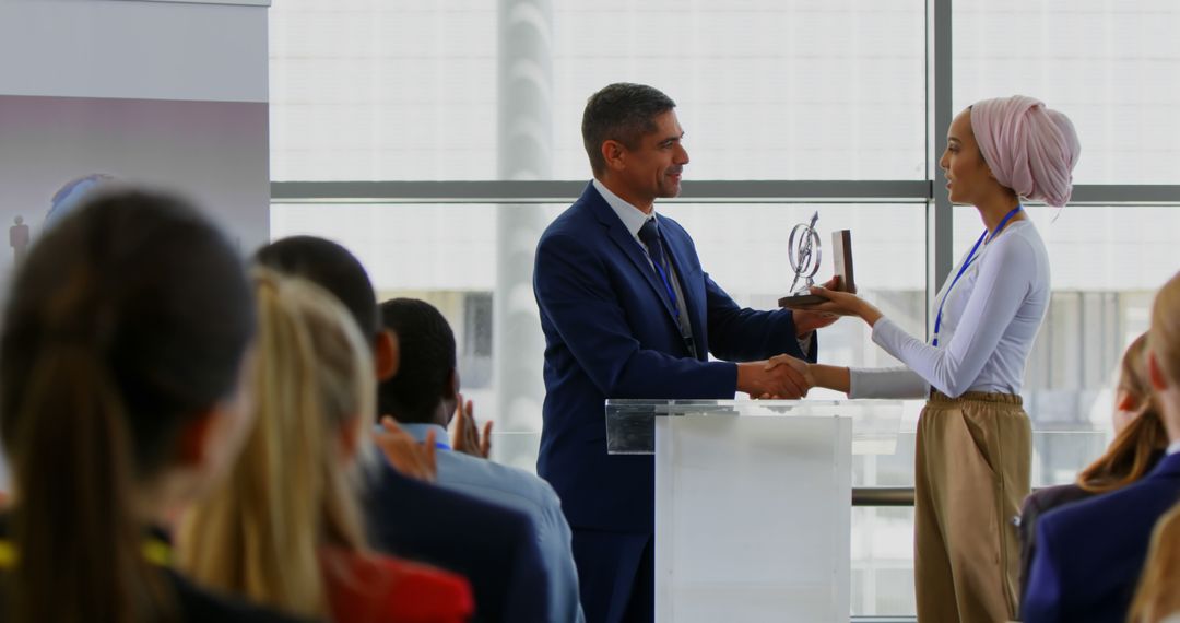 Diverse Business Seminar Award Ceremony with Applause