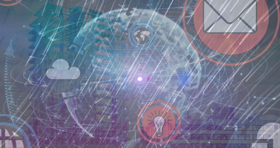 Global Networking and Data Processing Over Futuristic Cityscape