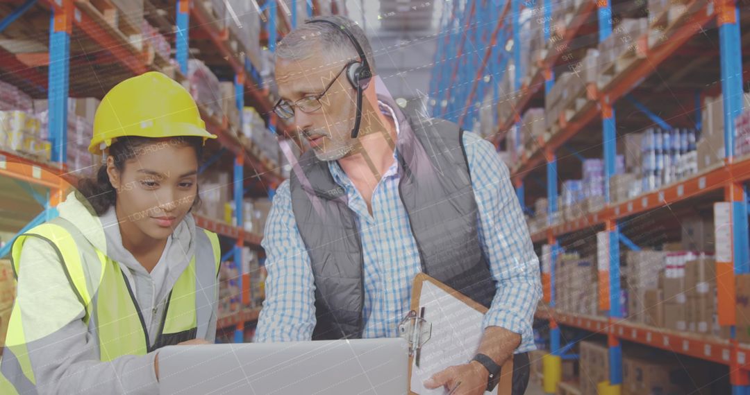 Warehouse Workers Using Digital Technology