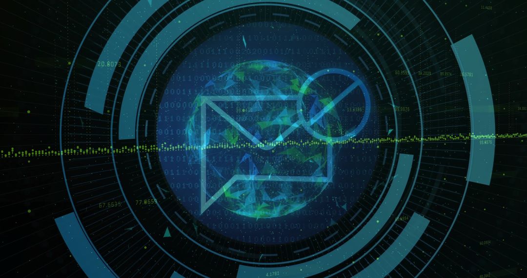 Futuristic Email and Globe Visualization with Digital Interface