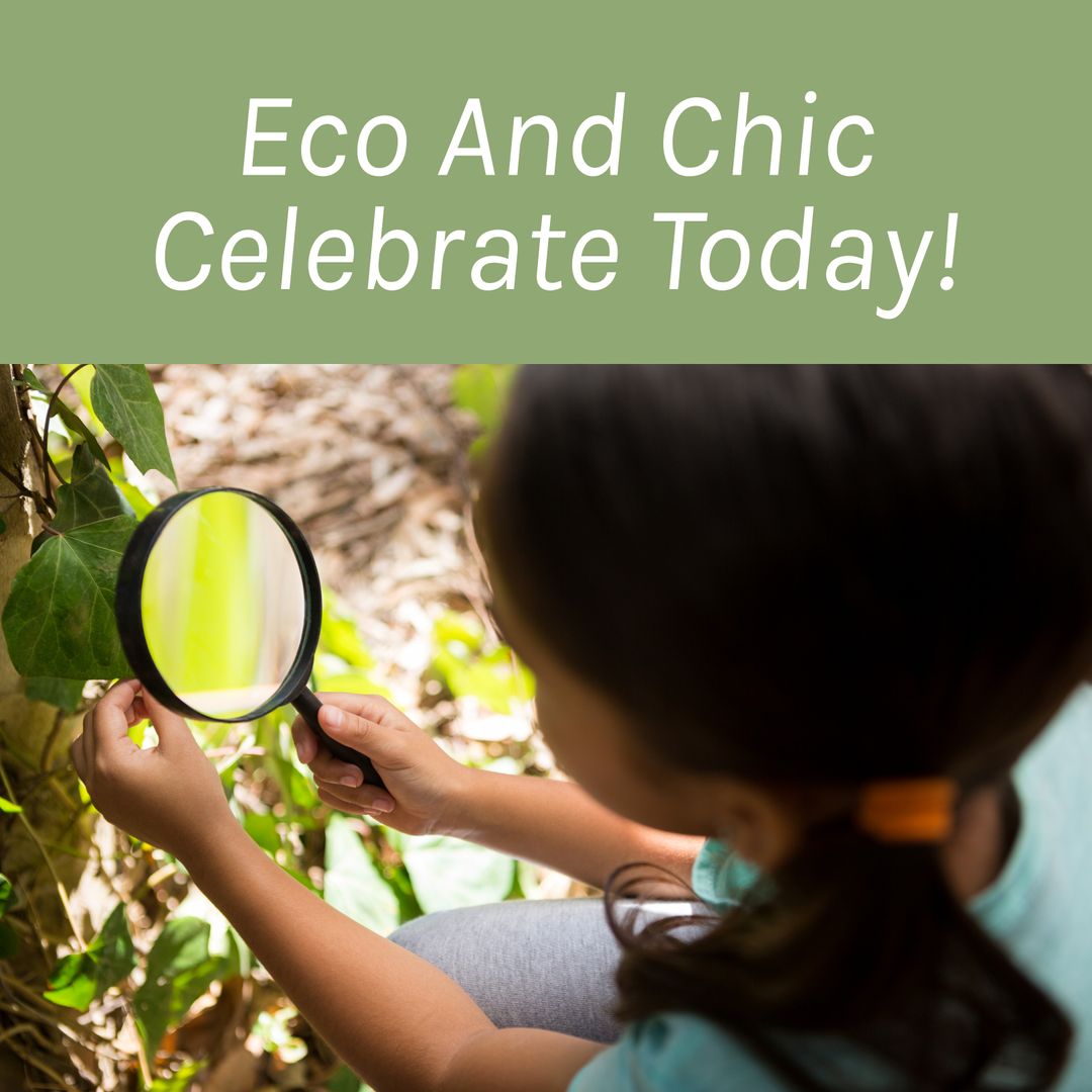 Girl Exploring Nature with Magnifying Glass for Eco Awareness