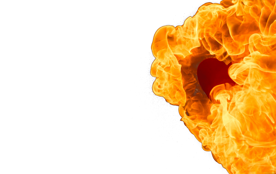 Dynamic Fire Explosion with Red Safety Helmet on Transparent Background