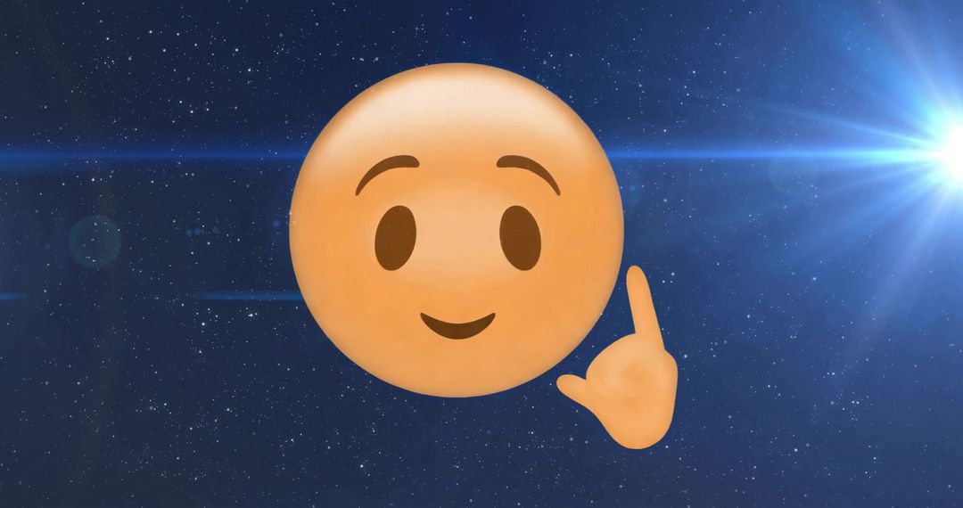 Smiley Emoji Floating in Cosmic Star Field