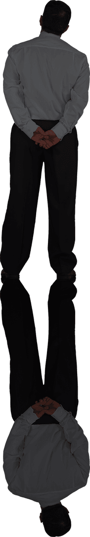 Back of Caucasian Businessman in Gray Suit on Transparent Background