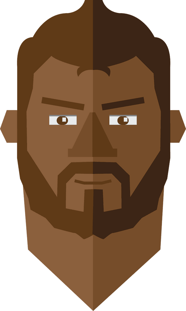 Digital Illustration of Bearded Man on Transparent Background