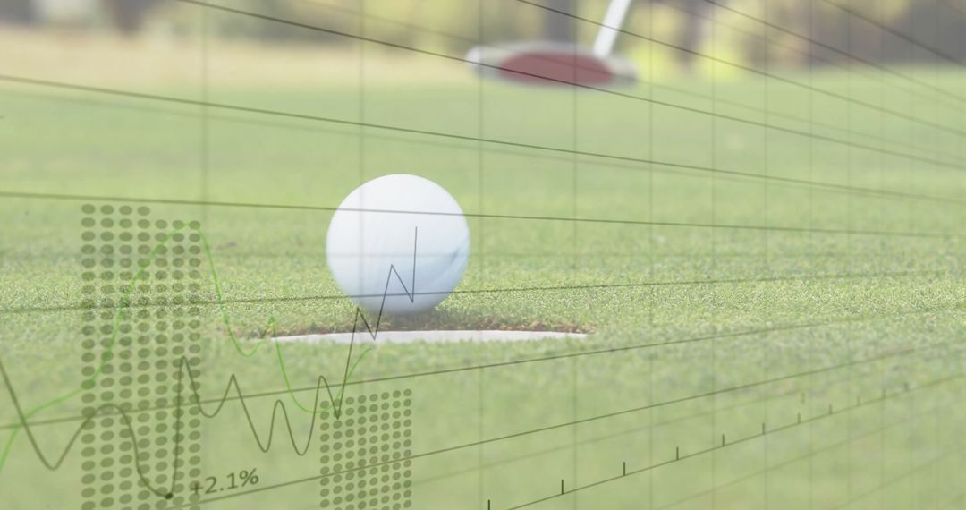 Golf Ball and Putter with Performance Data Overlay