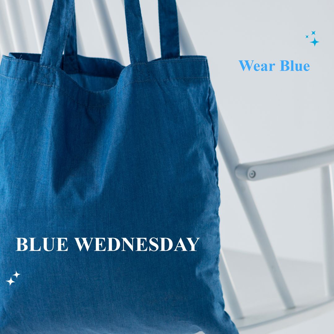 Blue Wednesday Concept with Blue Grocery Shopping Bag and Inspirational Text - Download Free Stock Templates Pikwizard.com