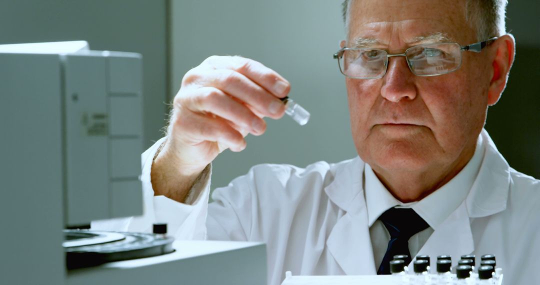 Senior Scientist Working in Laboratory with Test Tubes - Free Images, Stock Photos and Pictures on Pikwizard.com